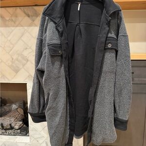 Free People Gray and Black Sherpa Jacket